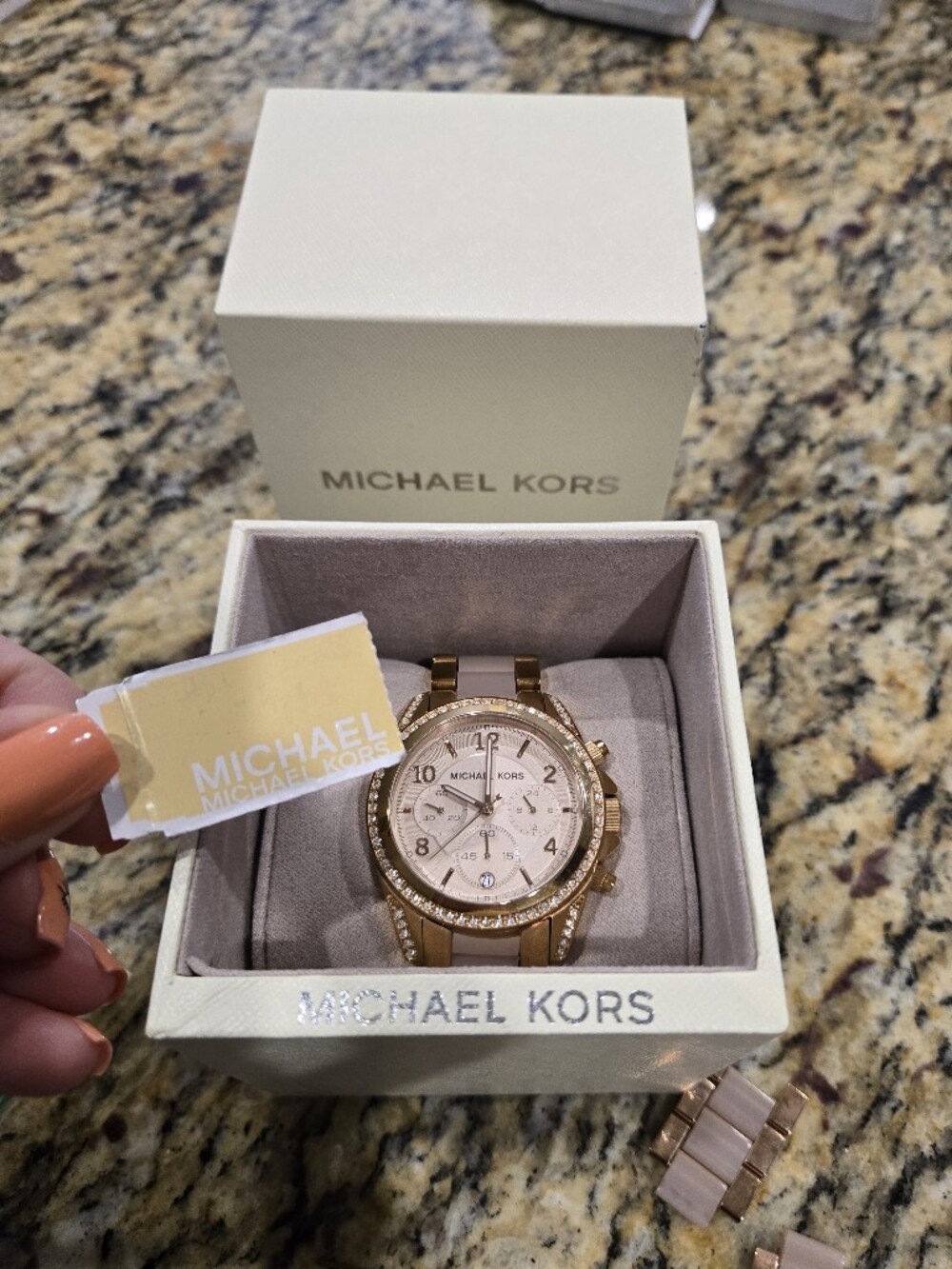 Michael Kors Womens Rose Gold Pink Diamond Watch - Picture 10 of 11